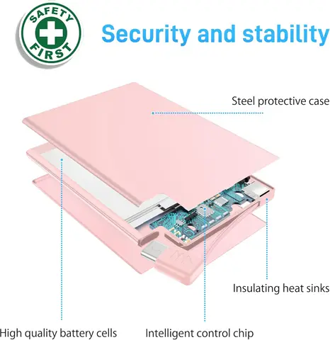 Внешний аккумулятор TNTOR с мини-картой, 2500 мАч, 4 мм, ультратонкий, Type-c, быстрая зарядка со встроенным кабелем, резервная батарея для iPhone, Xiaomi, Redmi