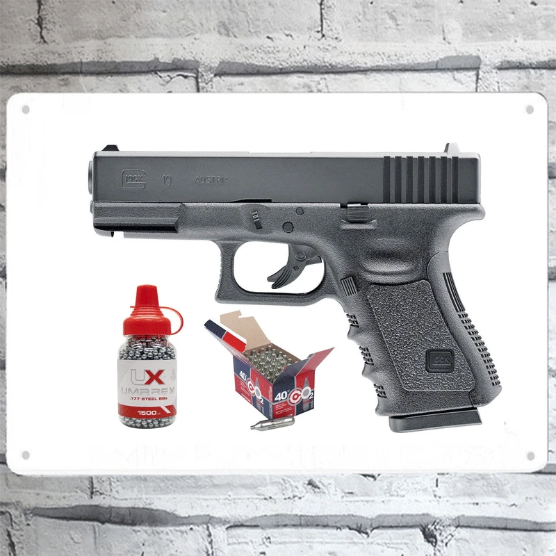

New GLOCK 19 Gen3 .177 Caliber BB Air Pistol Wall tin sign 8*12inch