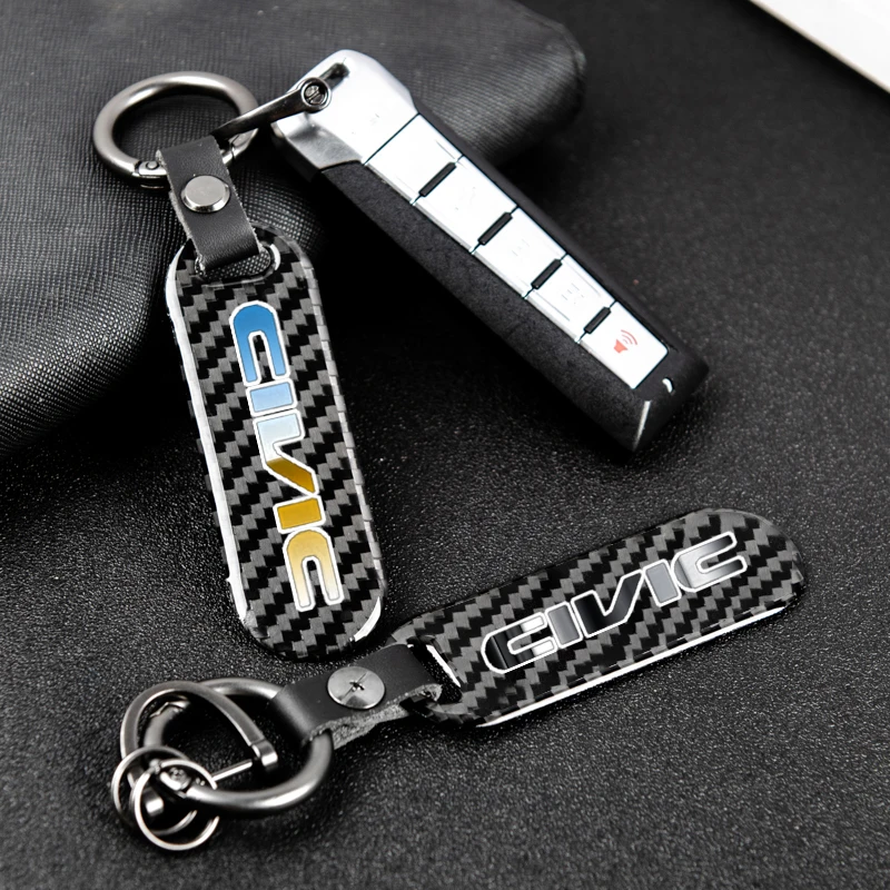

car accessories printing carbon fiber nameplate metal keychain custom For Honda Civic 10th 9th 8th 7th Gen 10 9 8 7 2009 2010