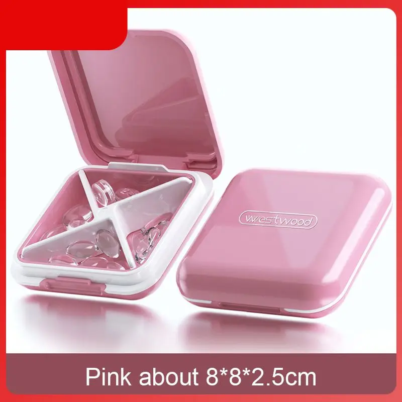 

4 Grid Weekly Medicine Pillbox Small Mini Travel Container Tablet Dispenser Waterproof Organizer Portable Pill Case Dropship