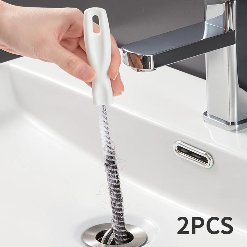 

2PCS Kitchen Sink Cleaning Hook Cleaner Sticks Pipe Bathroom Hair Cleaning Clog Remover Sewer Bendable Dredging Sink Sewer