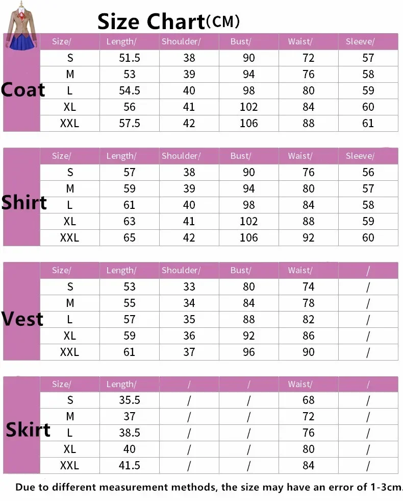 Doki литературный клуб Моника косплей Sayori Юрий Нацуки костюм школьная форма