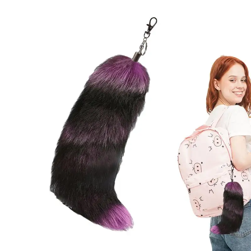 brelok do kluczy ze sztucznym ogonem lisa Kreatywny unikalny z puszystym Breloczek zwierzęcym torebki Puszysty futrzany