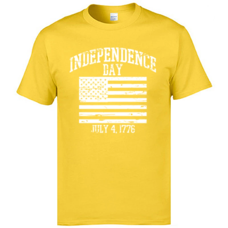 

Cute Men T-shirts Round Collar Pure Cotton Independence Day Tops T Shirt Camisas Hombre Customized Tops Shirts