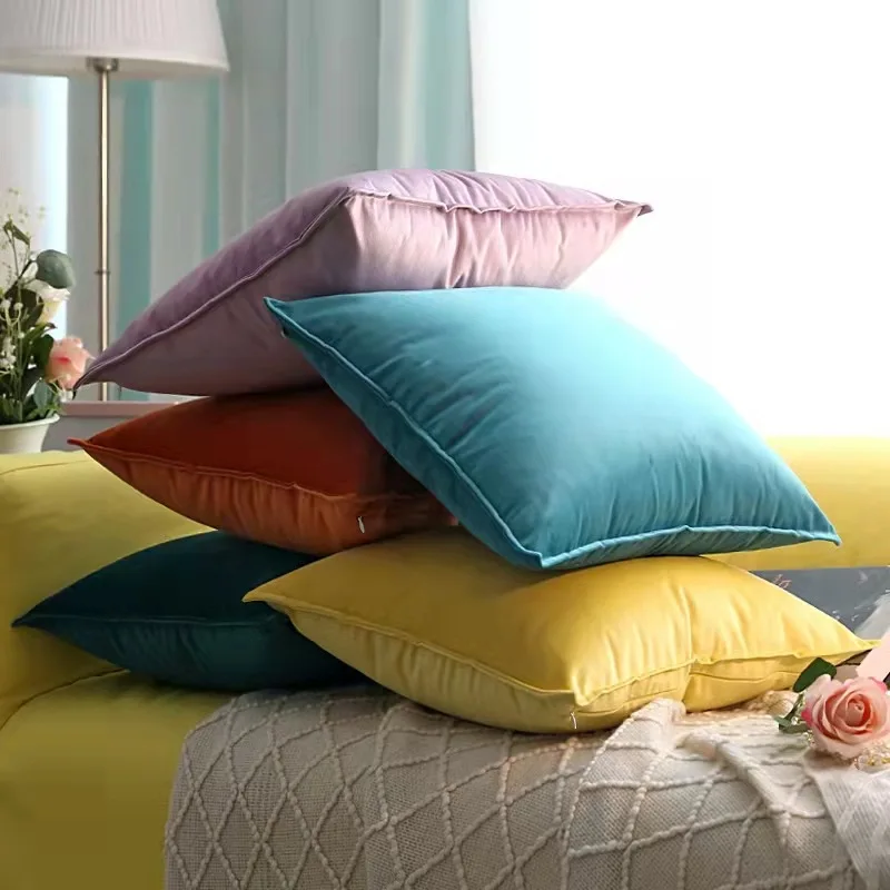 

Classic Solid Velvet Throw Pillow Sham, Pure Color Cushion Cover,Decorative Trimmed Sofa Pillow Case,Sofa Couch Cushion Cover