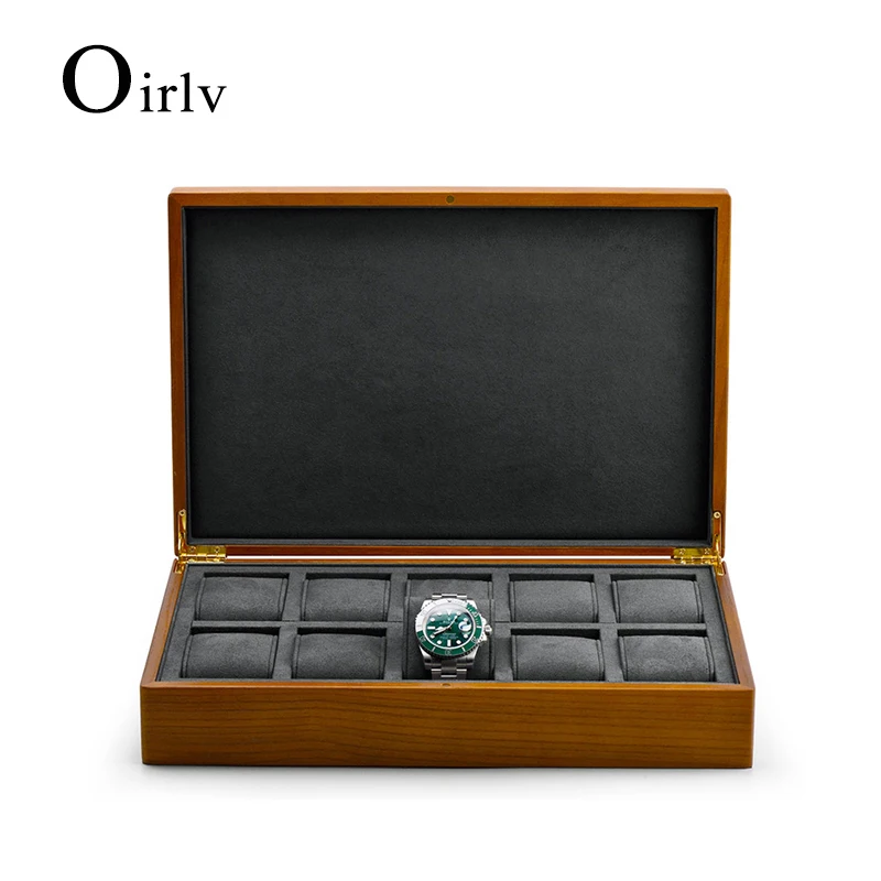 Oirlv New Wood Watches Box Organizer Top Wooden Watch Display Fashion Coffee Storage Watch Holder Watch Cases For Men
