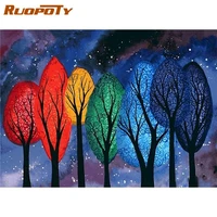 ruopoty diy pictures by number colorful tree kits drawing on canvas painting by numbers landscape hand painted picture art gift