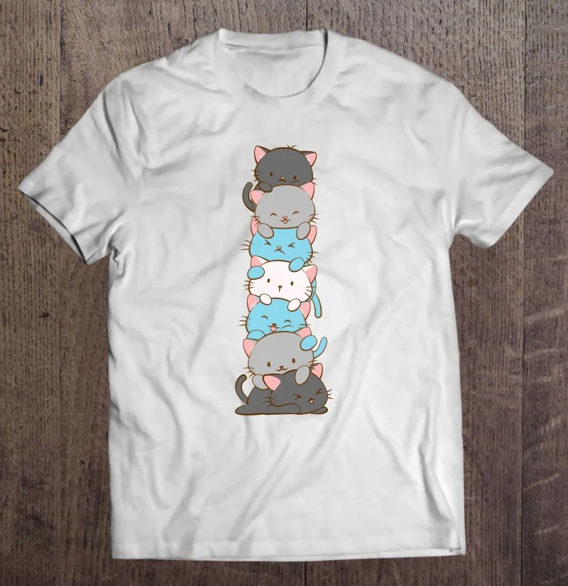 

Cute Demiboy Pride Kawaii Cat Art Pullover T Shirt Golf Wear T-Shirts Plus Size Tshirt T Shirt Graphict Men's Cotton T-Shirt