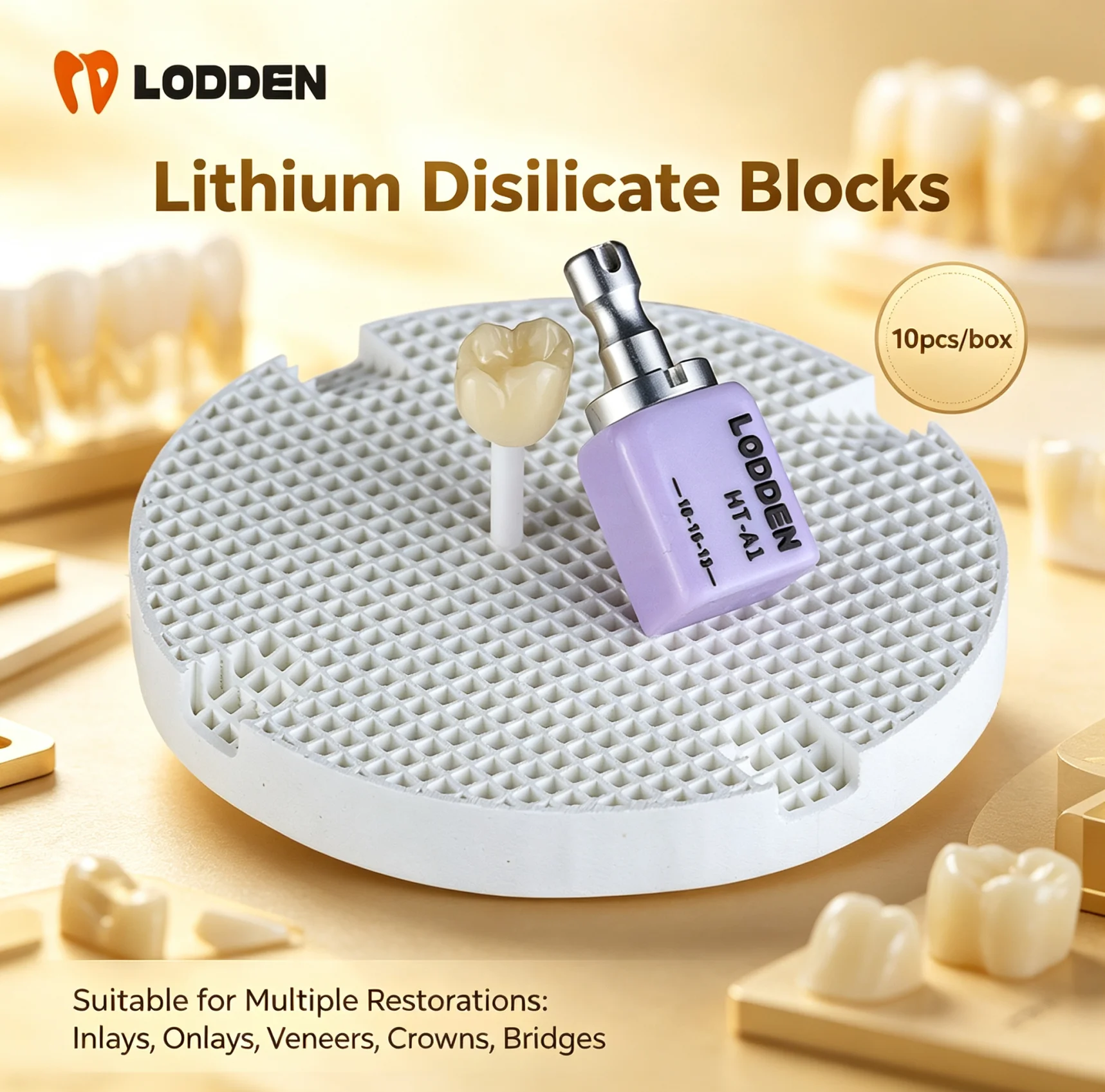 Фото Стоматологические блоки из дисиликата лития Lodden, 10 шт., C14, для CAD/CAM систем Sirona Cerec, HT/LT/MT, для зуботехнических лабораторий, материалы для виниров №1