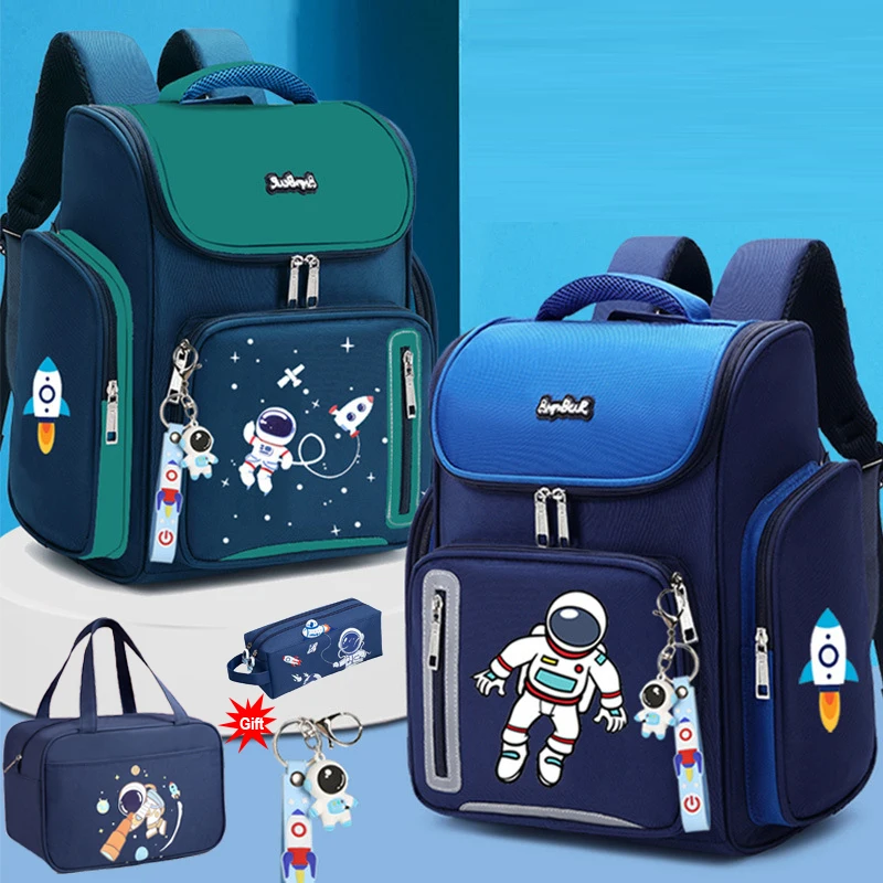 

2023 New Kids Backpack Cartoon Astronaut Teenages Schoolbag Primary Waterproof Backpack Boys Girls Orthopedic Mochila Infantile