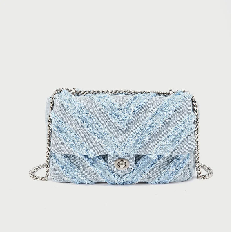 

Denim Plaid Square Women's Shoulder Bags Magnetic Buckle Chain Messenger Bag Designer Luxury Brand purses and handbag Lady Bags
