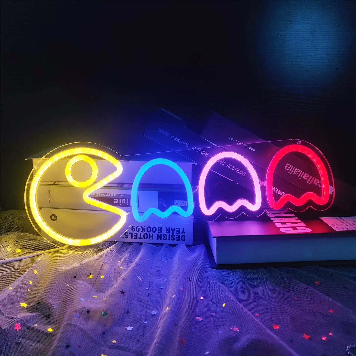 Game Ghost Led Neon Lights Neon Signs for Bedroom Wall Retro Arcade Decor with USB/Switch Ghost Neon light for Birthday Gift