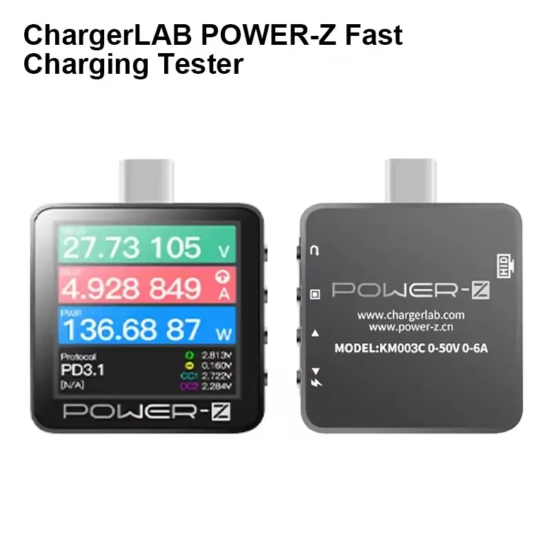 

KM003C ChargerLAB POWER-Z USB PD3.1 Протокол PPS 50 В 6 А Диапазон Dual Type-C USB Тестер емкости