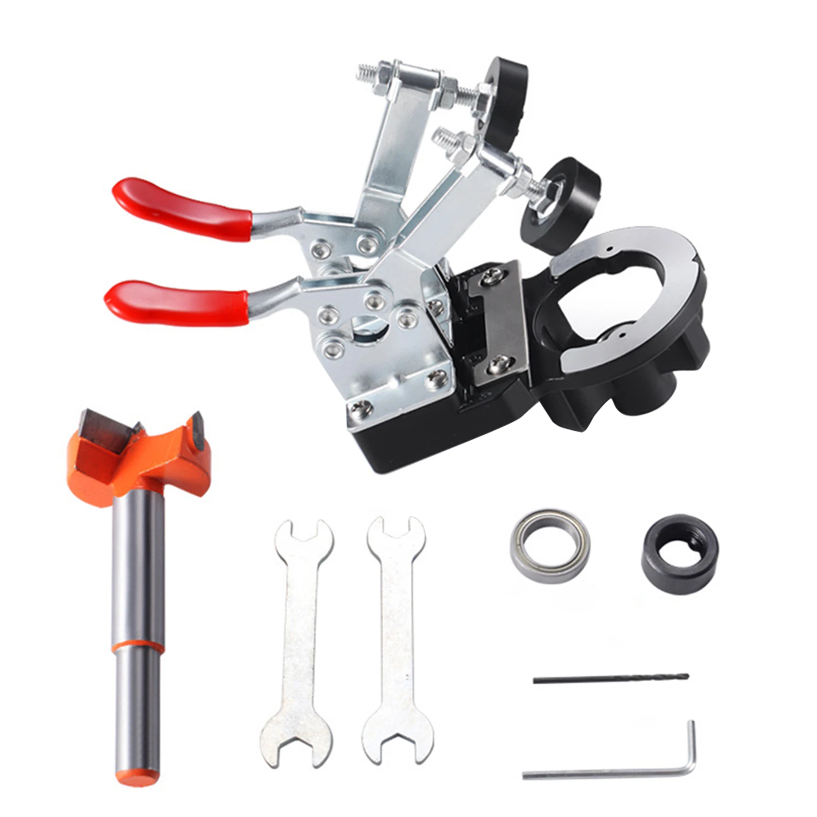 

35mm Hole Puncher Hinge Jig Kit Double Clamps Accurate Locking Bearing Aluminum Alloy Limit Ring For Door Cabinet Wood Working
