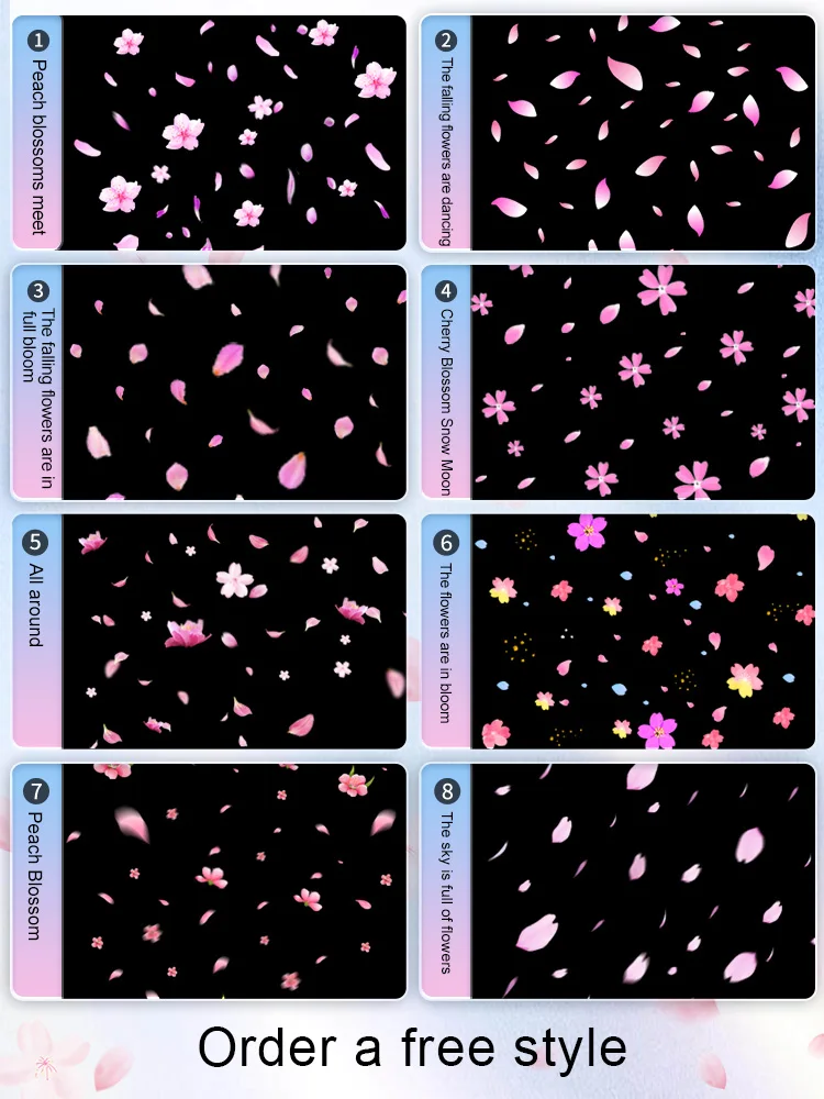 Комнатные падающие цветы Мерцающая динамическая атмосфера креативная проекция