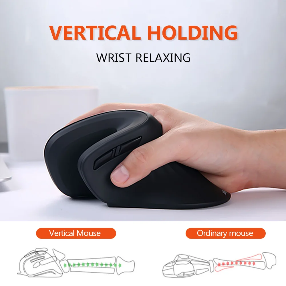 DAREU Ergonomic Vertical Wireless Mouse 2.4Ghz Optical Skin 6 Buttons Comfortable Gaming Mice with Adjustable DPI For Computer |