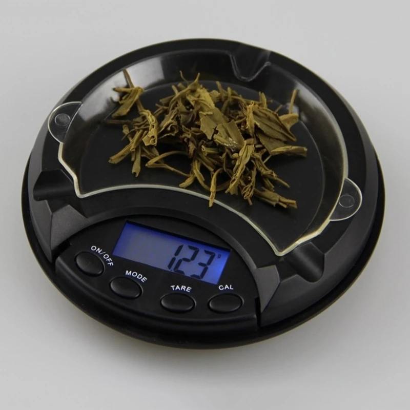 

Ashtray Pocket Scale 0.01-100g Portable Electronic Digital Precision Weighing with Mini Backlight LCD Display for Gold