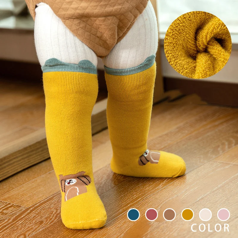 

High Tubes Newborn Baby Socks Unisex Warm Thick Cotton Toddler Knee Stockings With Anti-Skid Dots Free Shipping