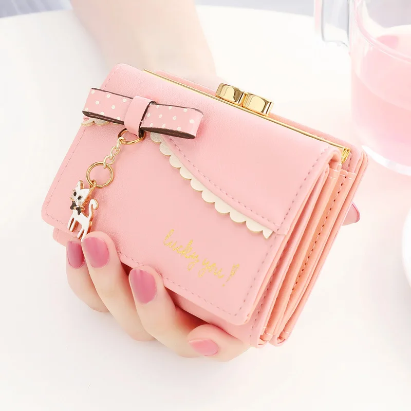 Small Wallet Female Card Holder Hasp Purse Fashion Women Lichee Cute Cat Wallet Bag Coin Bag Money Purse Clutch Wallets femme