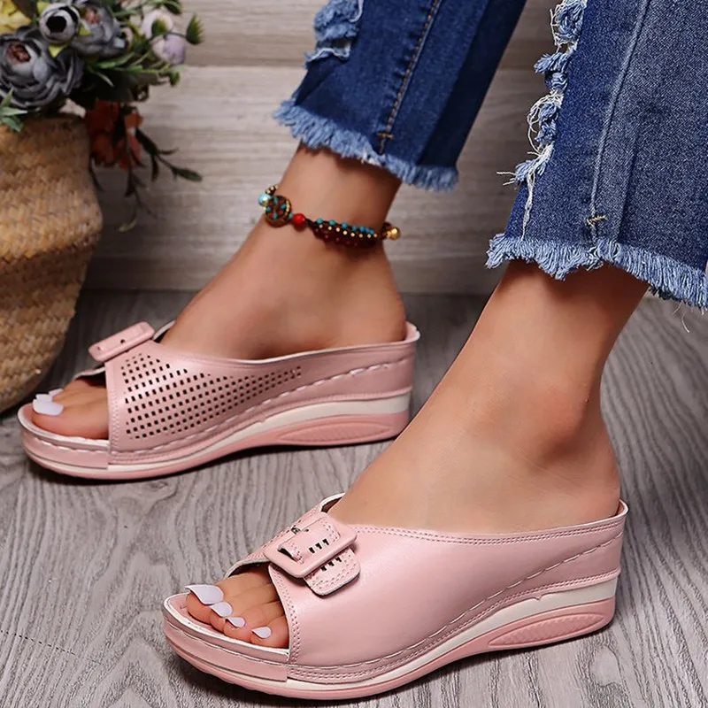 Summer new sandals women's outer wear thick bottom wedge heels women's casual fashion women's shoes