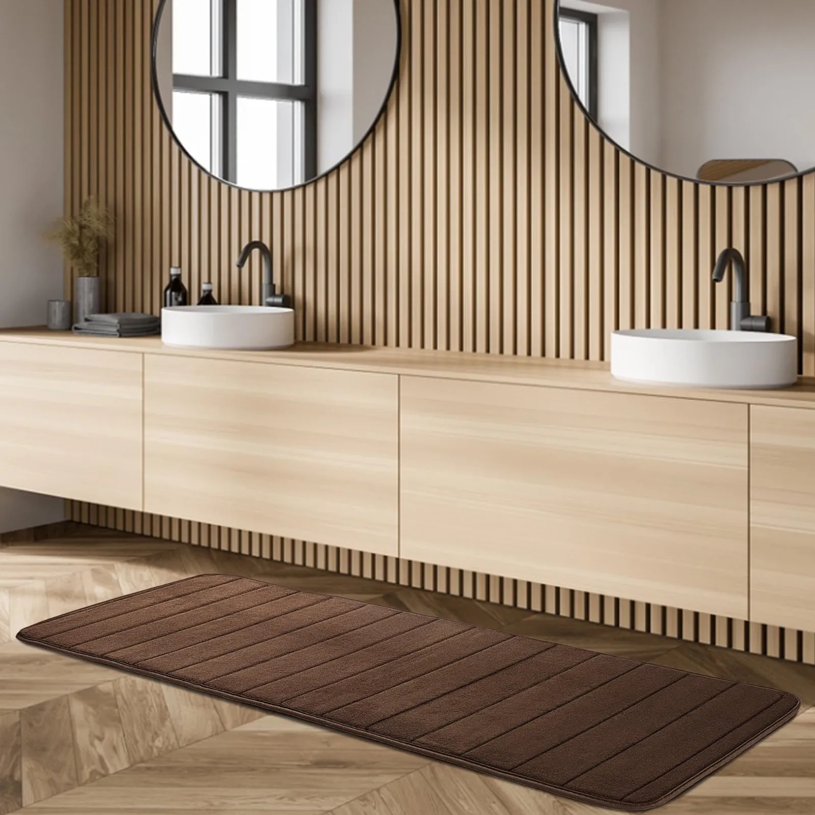 Alfombra Antideslizante Suelo впитывающий полосатый длинный пенный коврик с эффектом памяти