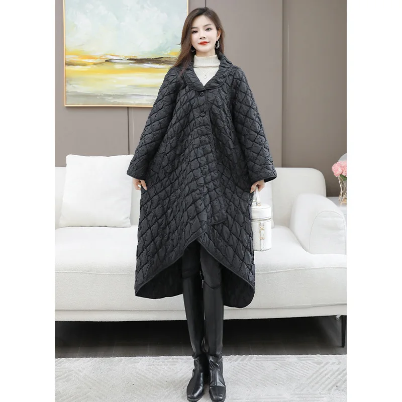 High-end Cotton Clothes Autumn and Winter Women's Clothing 2022 New Cotton Clothes Women Thick Cloak Loose Pleated Jacket Women