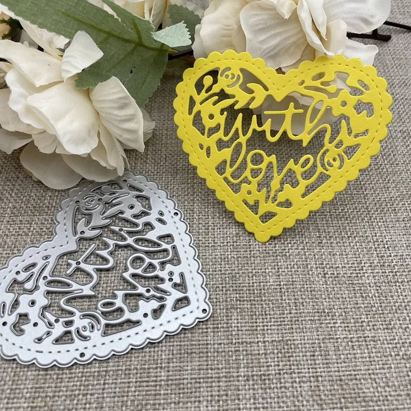 

Цветок сердце Рамка металлические штампы трафареты для «сделай сам» Скрапбукинг декоративное тиснение ручная работа штамповочный шаблон