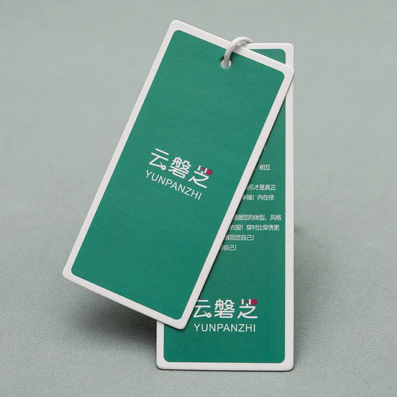 

Factory Direct Sales Free Design Customized Recycle Clothing Label Tag Garment Green Coated Paper Hang Tag With Seal Tag Rope