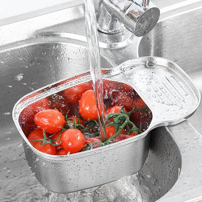 

Kitchen Sink Strainer Basket Multipurpose Corner Sink Strainer Food Catcher Leftovers Storage Stainless Steel Drain Basket