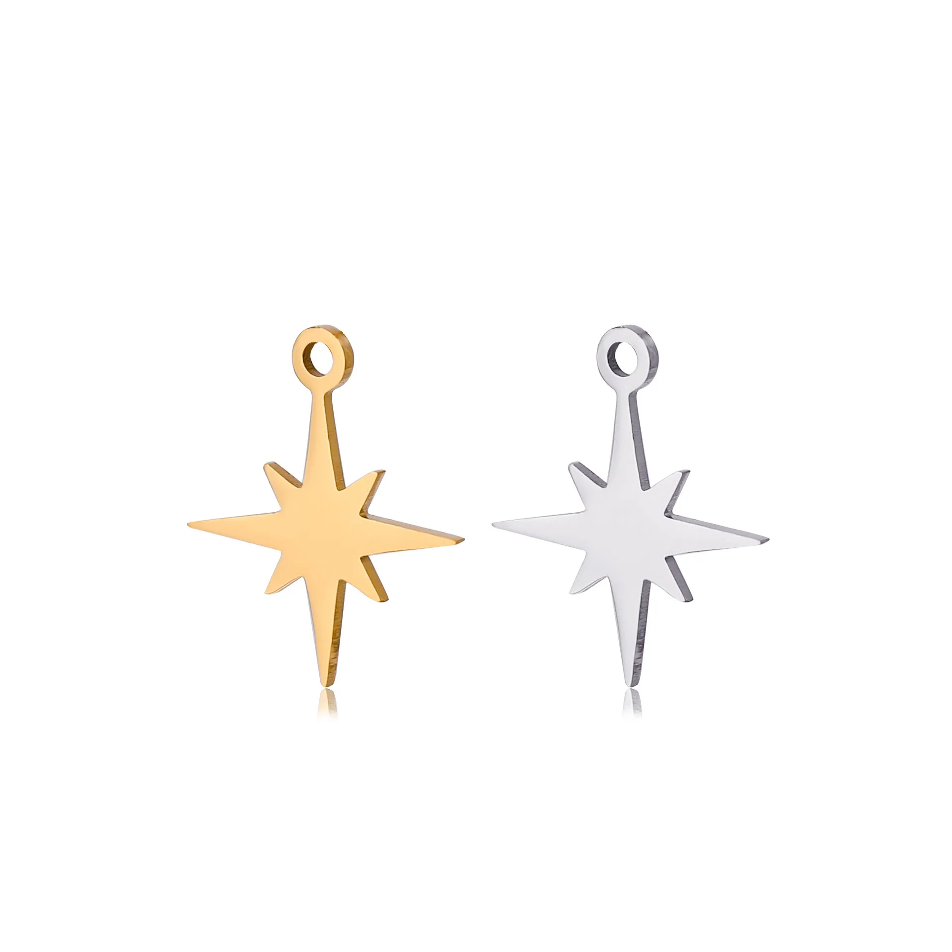 5Pcs/Lot North Star Pendant Charms Stainless Steel Lucky Star  Pendants With Jump Rings for Necklace Bracelet Jewelry Making
