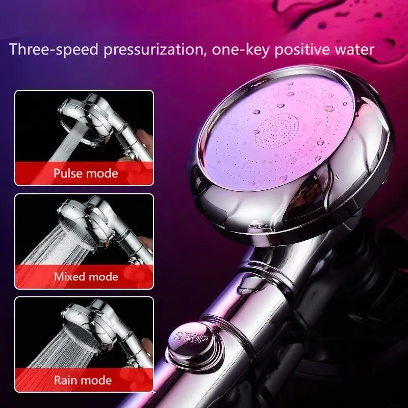 

High Pressure Shower Head 3 Modes Handheld Adjustable Water Saving Bathroom Accessaries Showerhead Body Jet Shower