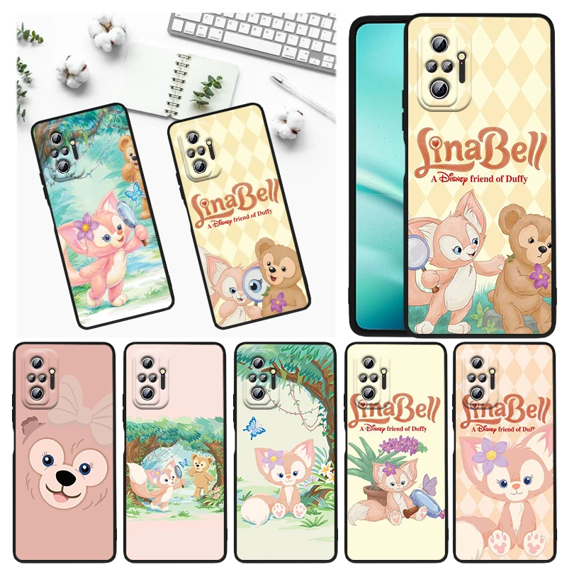 

Cute Disney LinaBell For Xiaomi Redmi Note 11E 11S 11 11T 10 10S 9 9T 9S 8 8T Pro 5G 7 5 Black Soft TPU Phone Case Funda