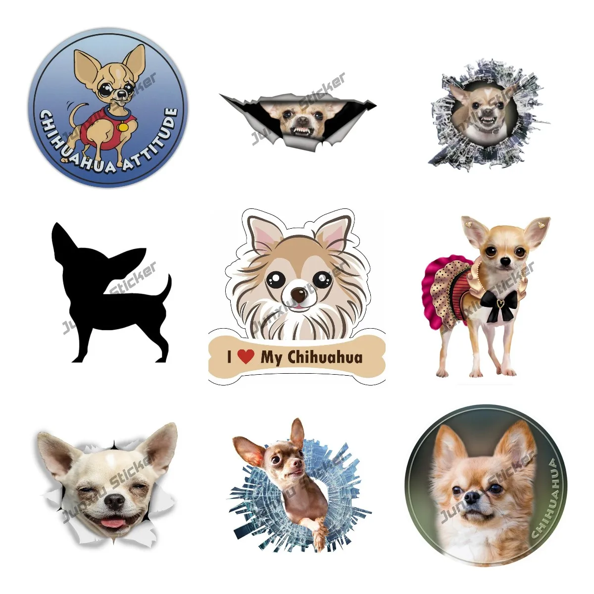 

Креативная наклейка для чихуахуа, собаки, домашнего питомца, 3D наклейка для автомобиля, чихуахуа, автомобиля, мотоцикла, ноутбука, холодильника, украшение, ПВХ, Виниловая наклейка KK13cm