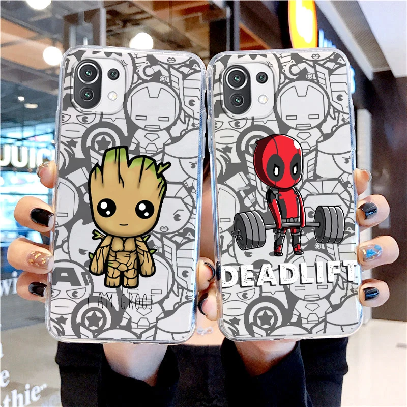 

Marvel Superhero Deadpool For Xiaomi 13 Lite 12T 12S 12 11 Ultra 11T 10T 9 Pro 5G Transparent Phone Case Cover