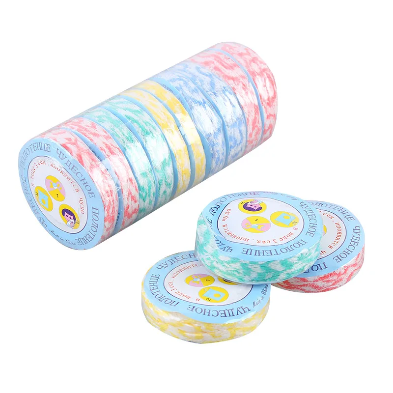 

10Pcs Disposable Towel Compressed Non-Woven Portable Travel Mini Outdoor Moistened Tissues Multi-Color Random For Travel Gifts