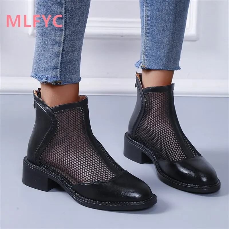 

Mesh cool boots ladies 2023 summer new high-top hollowed-out thick soles casual short net shoes women's fashion shoes