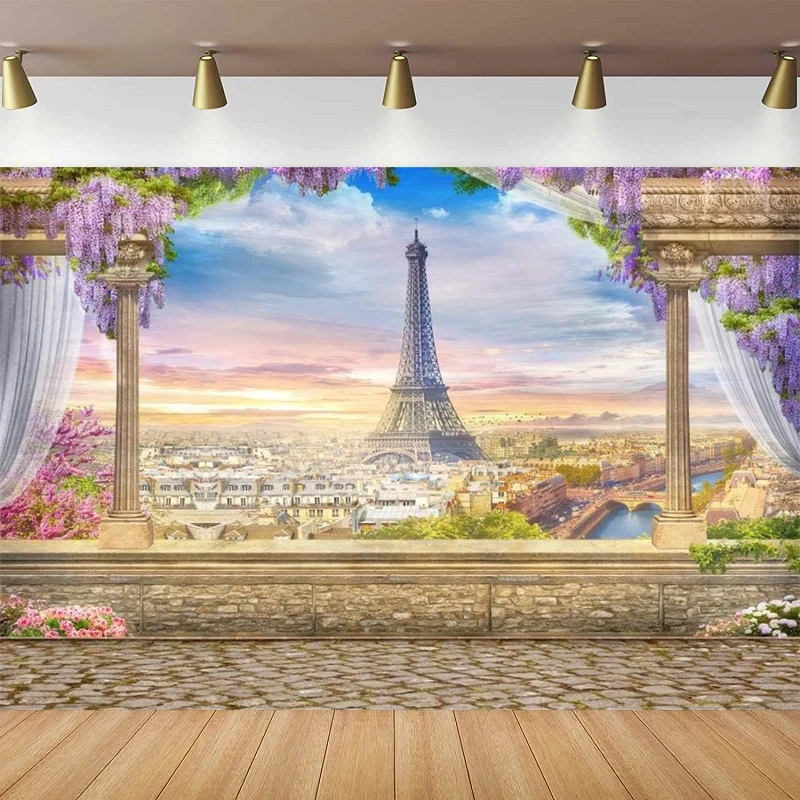 Фон для фотосъемки с изображением Эйфелевой башни