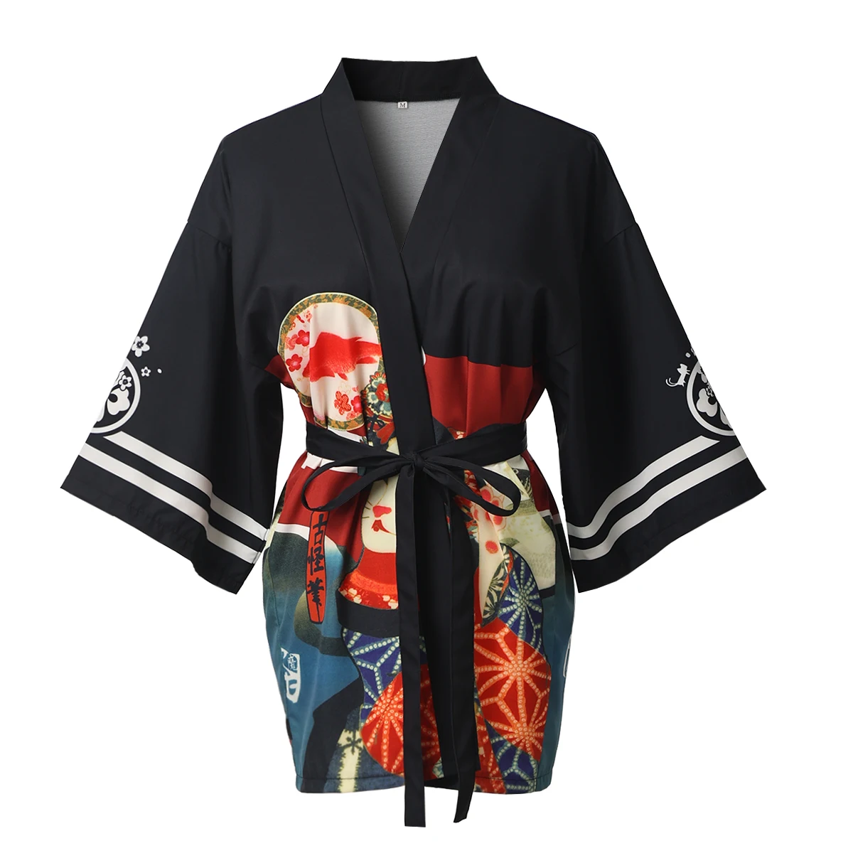 Женское кимоно с рукавом 3/4 японская шаль кардиган накидка