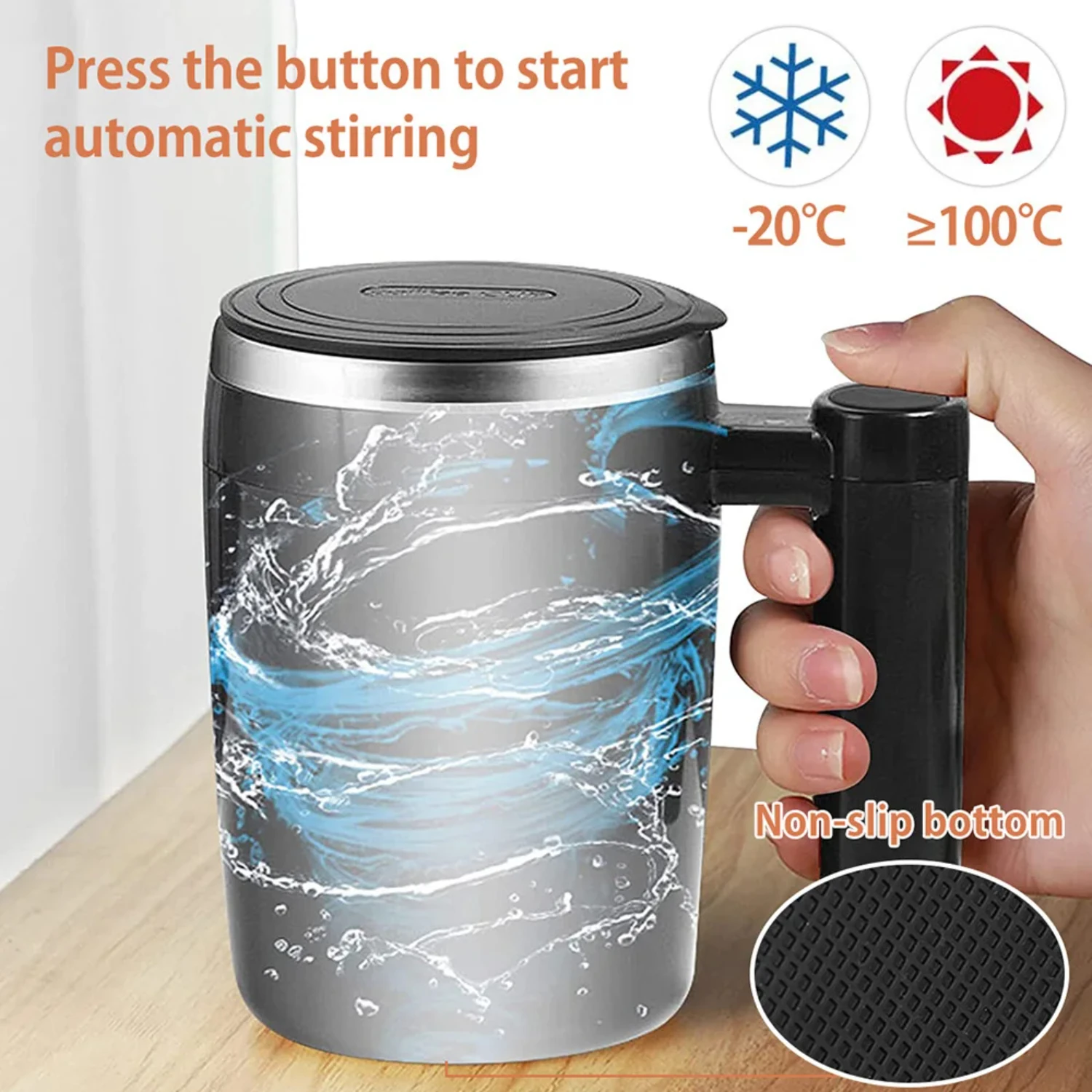 Mixing Cup Stainless Steel Mug Rotating Blender Auto Stirring Coffee Tea Milk Cocoa Water