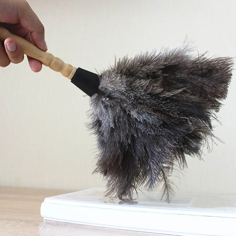 

Feather Fur Brush Duster Dust Cleaning Tool Wooden Handle Anti-static Soft For Home AA