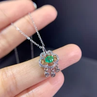 natural emerald pendant 925 sterling silver fine jewelry women wedding green necklace