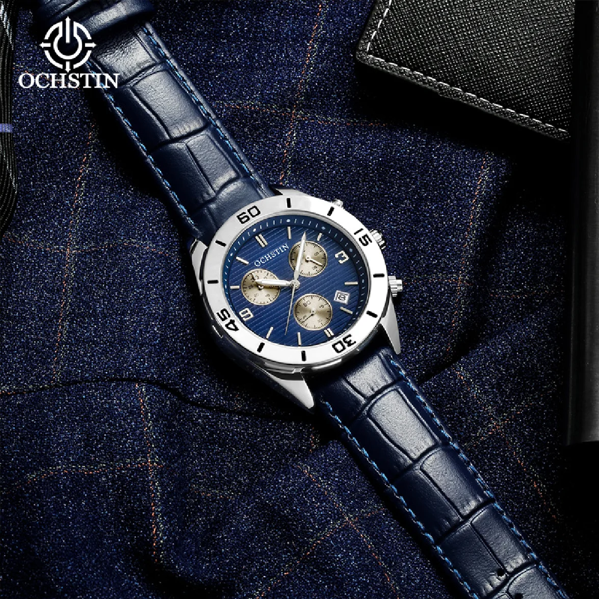 

OCHSTIN Men's Watches Top Brand Sport Men Wrist Watch Leather Quartz Watch Sports Waterproof Male Clock Chronograph Function