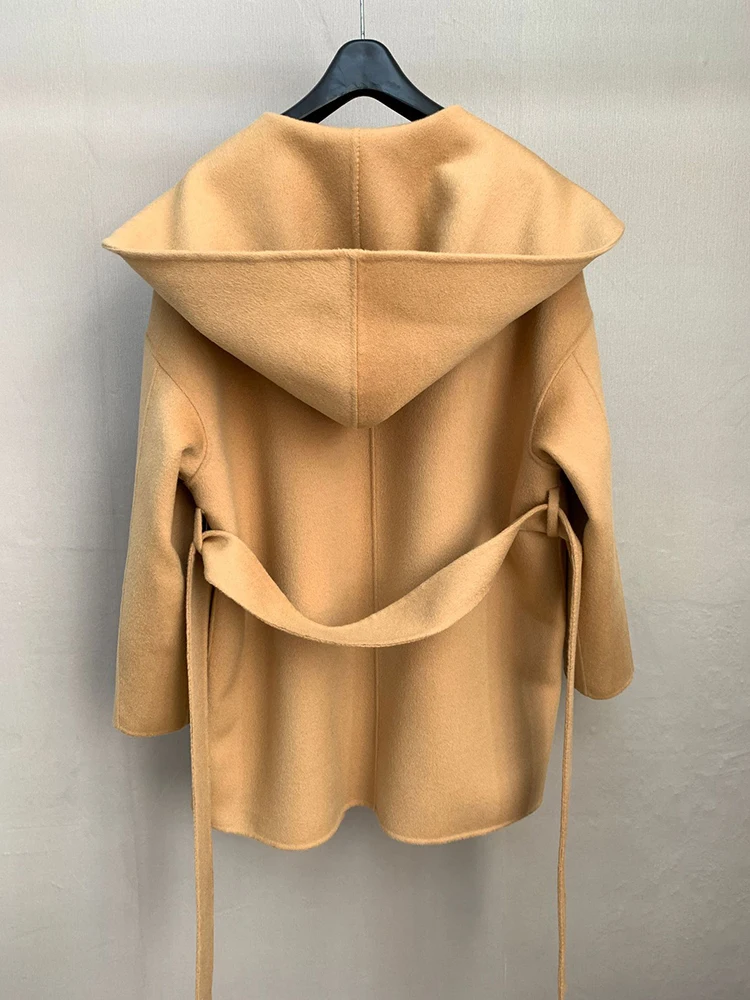 LANMREM шерстяное пальто средней длины женское двустороннее кашемировое с