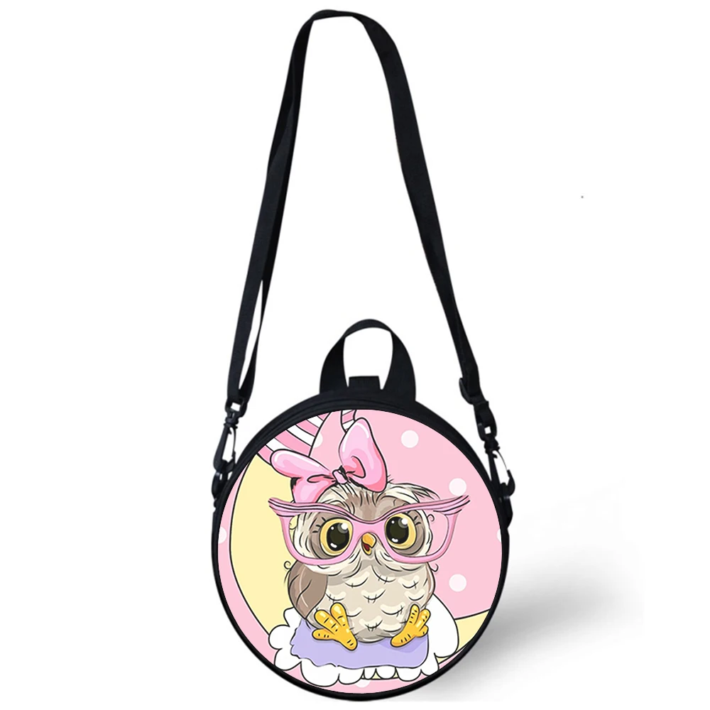 Cartoon animal owls Child kindergarten Bag 3D Print Crossbody Shoulder Bags For School Women Mini Round Bagpacks Rugtas Bag