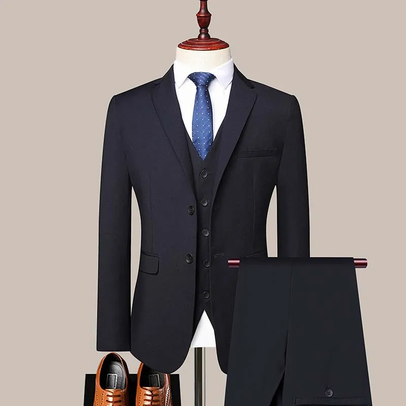 2022 New Style Casual Business Single Row Two Button Suit Middle Aged Men Formal Wedding Suit Trajes De Novio BL003