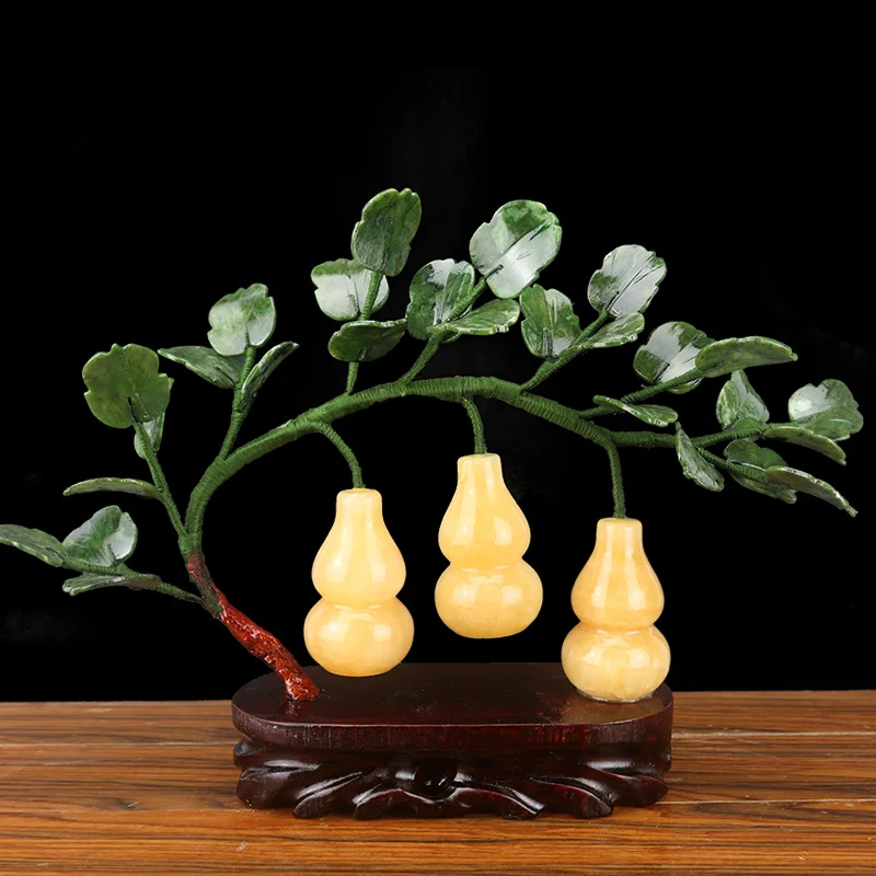 

Jade fortune geomantic gourd potted pendant ornaments for Attracting Wealth in town house porch decorations wine cabinet