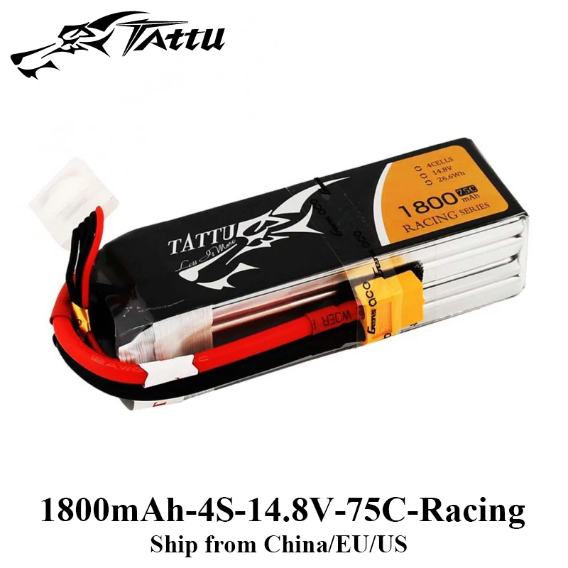 

Tattu Lipo Battery 3s 4s 1800mAh xt60 Plug 14.8V Lipo Batteries 45C 75C FPV Drone RC Quadcopter Helicopter Car for Vortex