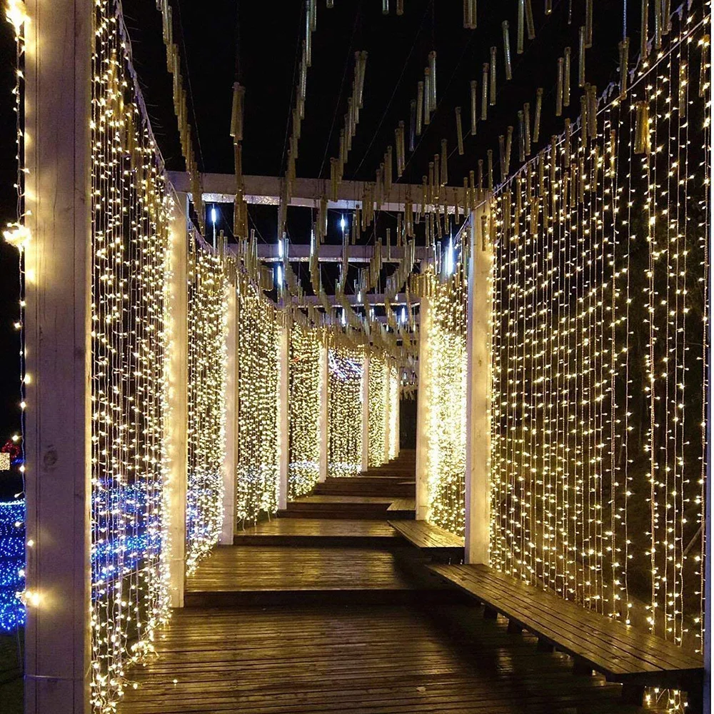 

LED Curtain Icicle String Light 3x1/3x2/3x3/6x3m Connectable Christmas Garland Lights Indoor/Outdoor Party Wedding Decor lights