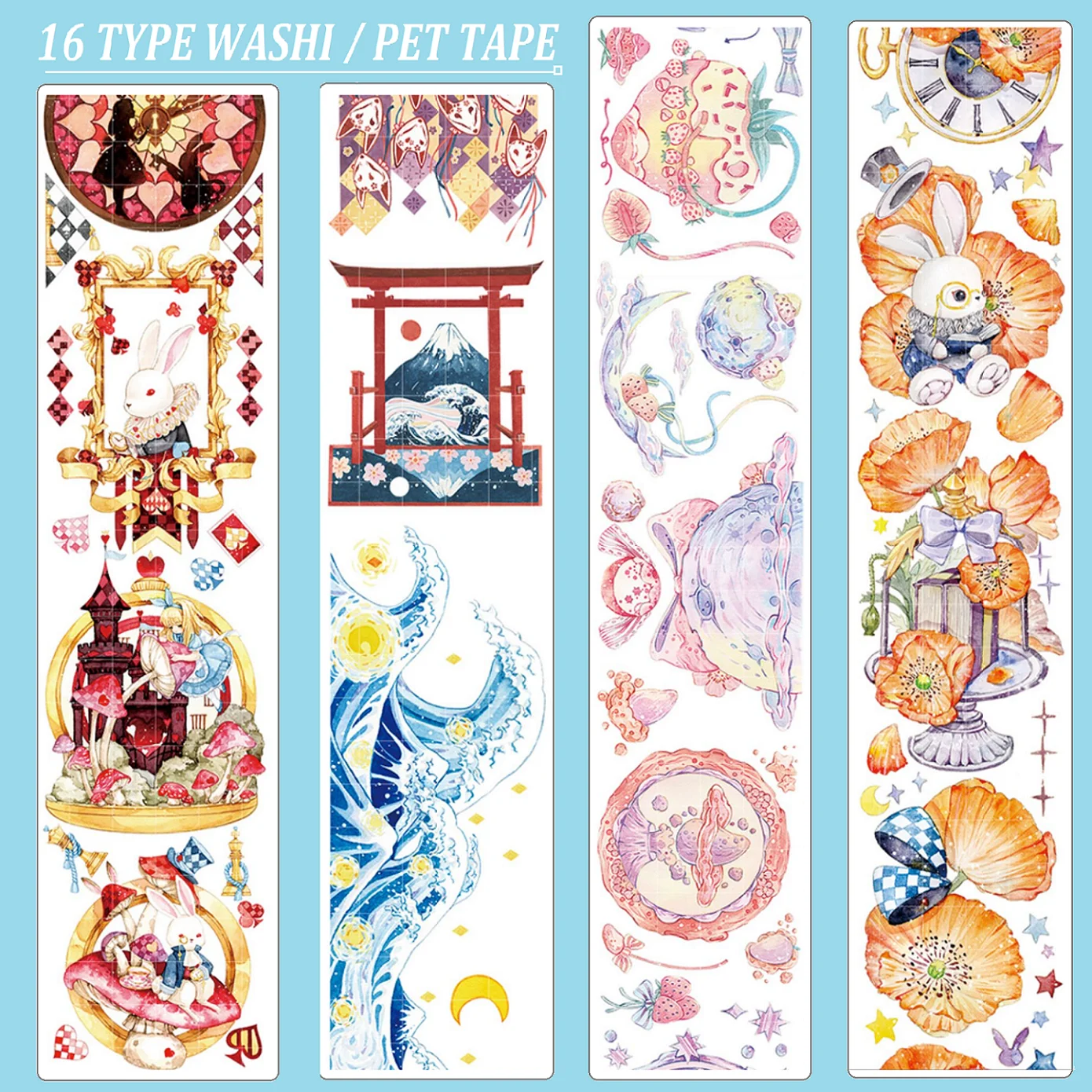 16 Types PET Washi Tape Flowers Girl Planner Japanese Decor Adhesive DIY Masking Paper Stickers Diary Scrapbooking Vintage Gifts