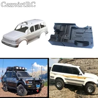 1/10 Scale LC80 Hard Body Mount Roof Rack Interior Tail Ladder Spare Wheel Carrier Snorkel LED Lamp for RC Crawler SCX10 TRX4